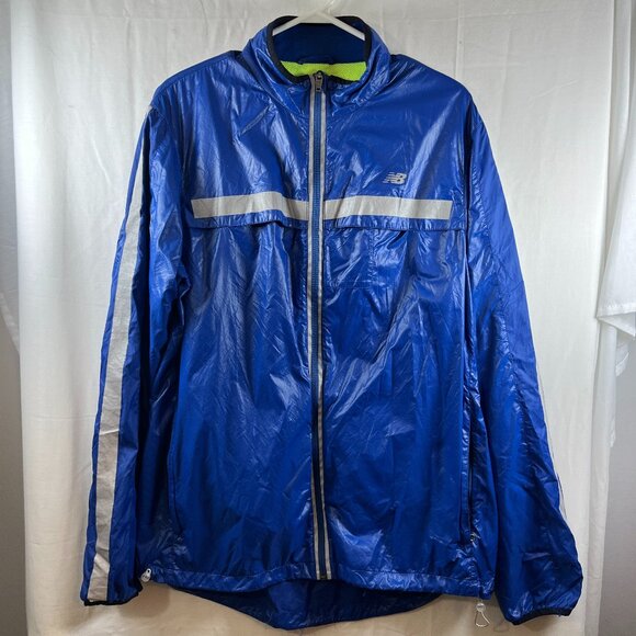 New Balance Rain Jacket Mens Large Blue Sportswear Rain Runner Marathon Gorpcore - Picture 1 of 9